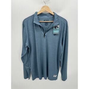 Costa Voyager Quarter Zip Pullover Men Medium NWT Heather Blue Lightweight